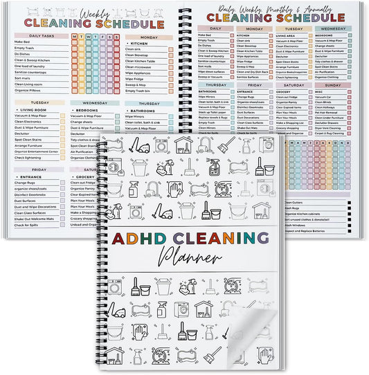 Skiennix Cleaning Planner - Daily & Weekly Household Schedule Organizer | Editable Chore Chart Notebook