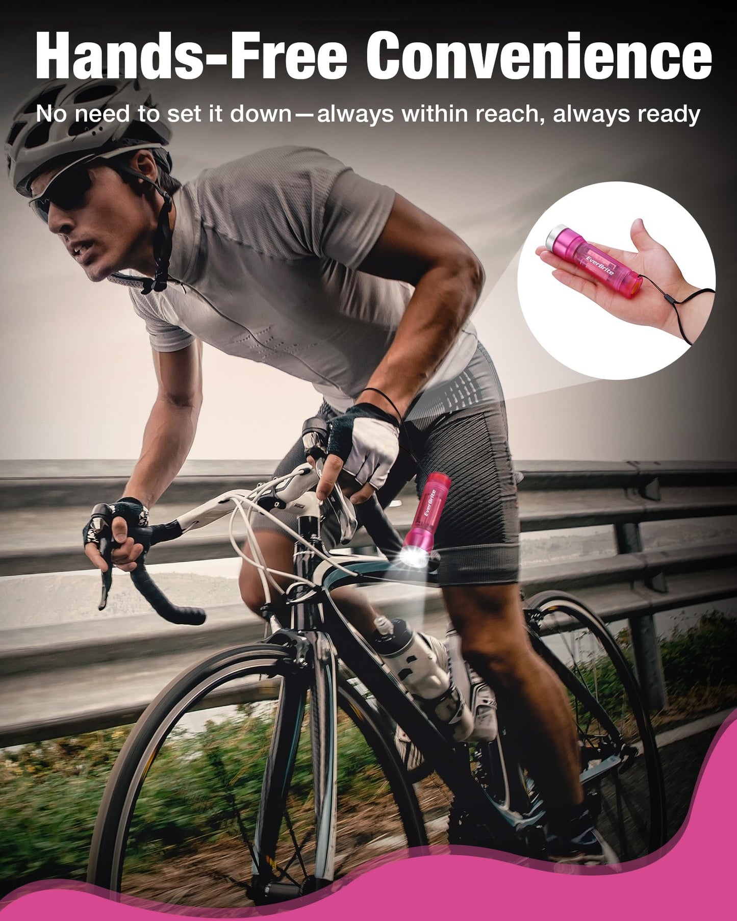 EverBrite Small Flashlight, Compact LED Flash Light with 3 Modes, 3 AAA Batteries Included, Water-Resistant Mini Flashlight for Home,Emergencies and Camping, Pink, 1 Pack