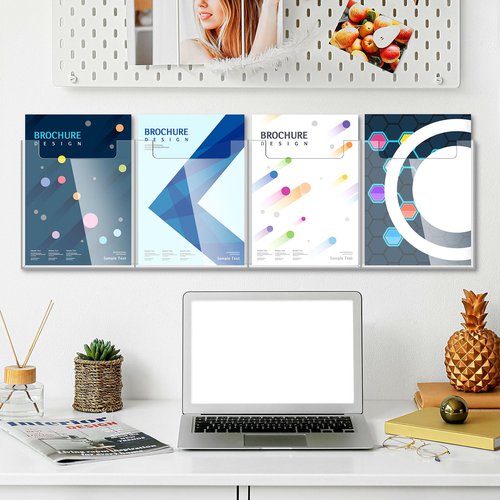 Sherr 2 Pcs Acrylic Brochure Holder Wall Mount, 8.5 x 11 Inches Clear Hanging Flyer Display Holder Plastic Pamphlet Stand for Magazine, Booklet, Bookmark