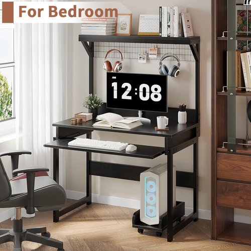 ALISENED Small Computer Desk - 31.5" Space-Saving Office Workstation with Hutch for Home Use