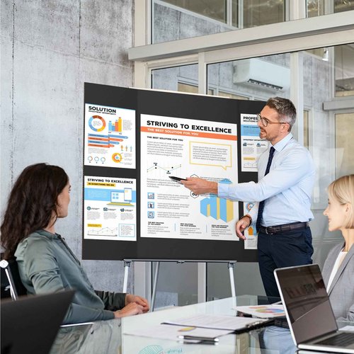 AKONEGE 4 Pack 36" x 48" Trifold Poster Board for Presentation, Black Corrugated Cardboard Large Tri Fold Poster Board for Science Fair, Office & School Projects, Photo Displays, Exhibitions Event
