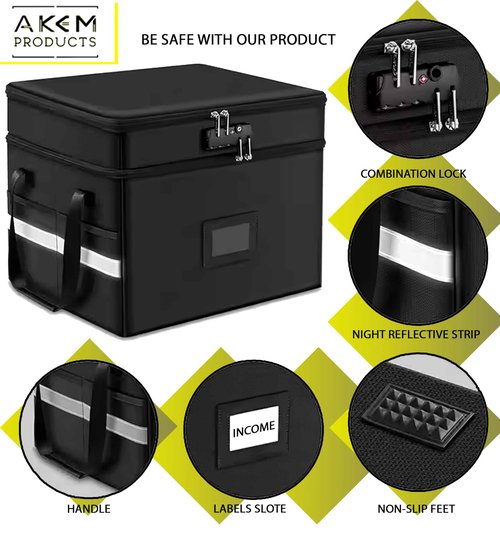 AKEM PRODUCTS Water/Fire Proof Safe For Home Documents with Lock & a Envelope Fire/Water Proof - Next of Kin Box Organizer - Instacrate End of Life Document Organizer (Homelike)