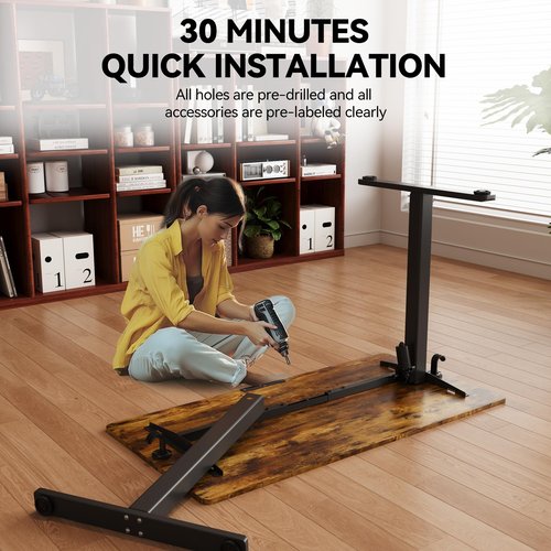 Gamork Electric Standing Desk Adjustable Height Stand Up Desk Ergonomic Sit Stand Desk for for Work Office Home Computer Desk Workstation (Rustic Brown C65, 48 * 24)