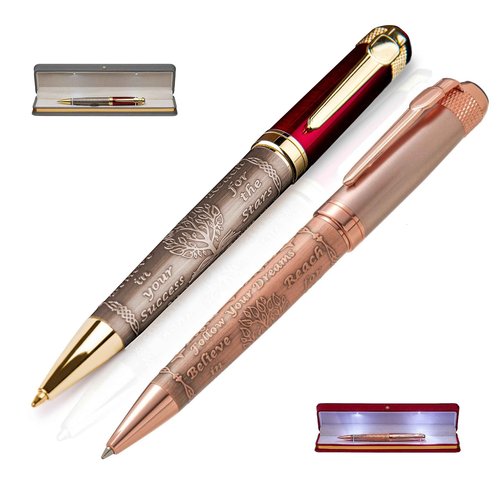 S&R Somit Fancy Pen Bundle of Golden Rose and Red Gold with Gift Boxes Valuable Luxury Pen for Business and Office, Executive Gift - Special Engraving & Led Decorative Box