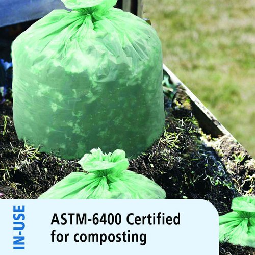 Stout by Envision Ecosafe-6400 Bags, 32 Gal, 0.85 Mil, 33" X 48", Green, 50/box