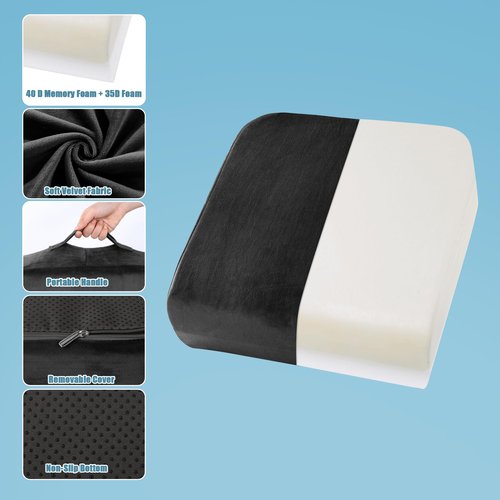 HOMBYS Extra Thick Seat Cushions for Office Chair,Adult Booster Seat for Car,Memory Foam Car Cushion for Height,Chair Cushions for Elderly Wheelchair,Desk Chair Seat Cushion (Black)