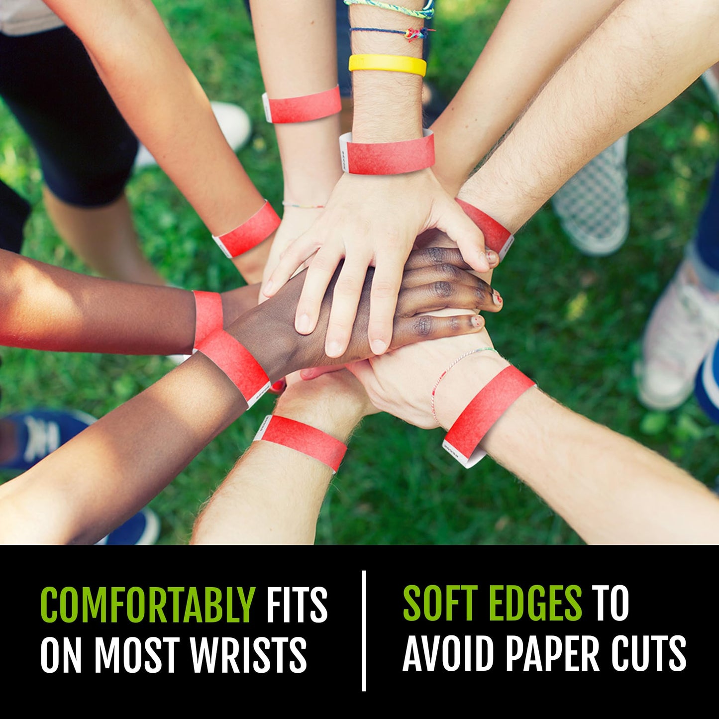 500 WristCo Neon Red Tyvek Wristbands for Events - Tamper-Proof Design & Fluorescent Color Prevent Reuse Premium-Grade Bracelets for Hospital & Medical ID, Party & VIP Identification