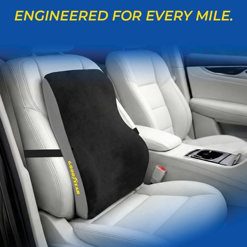 Goodyear Ergonomic Lumbar Support Pillow - Memory Foam Back Cushion for Office and Car | Black