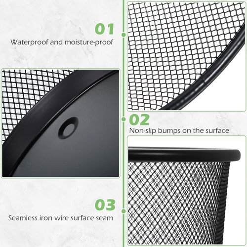 Amyhill 8 Pieces Mesh Trash Can Round Mesh Waste Basket Mesh Garbage Bin 3 Gallon 4 Gallon 6 Gallon Open Top Lightweight Bathroom Wastebasket for Office Home (Black, Small)