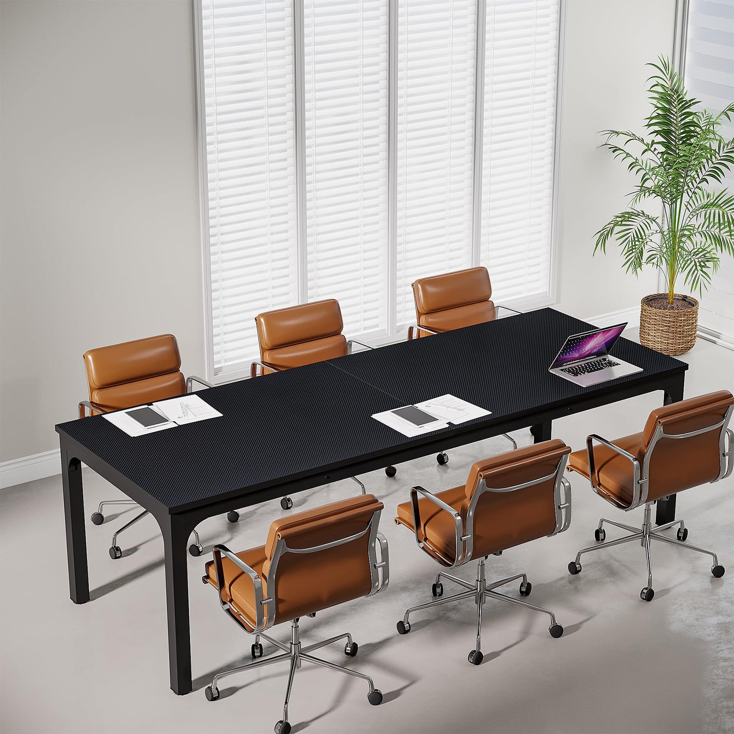 Tribesigns 6.5 FT Conference Room Table, 78.74" W x 27.56" D Large Office Conference Table, Modern Seminar Meeting Table Desk for Boardroom, Meeting Room (1, Black)