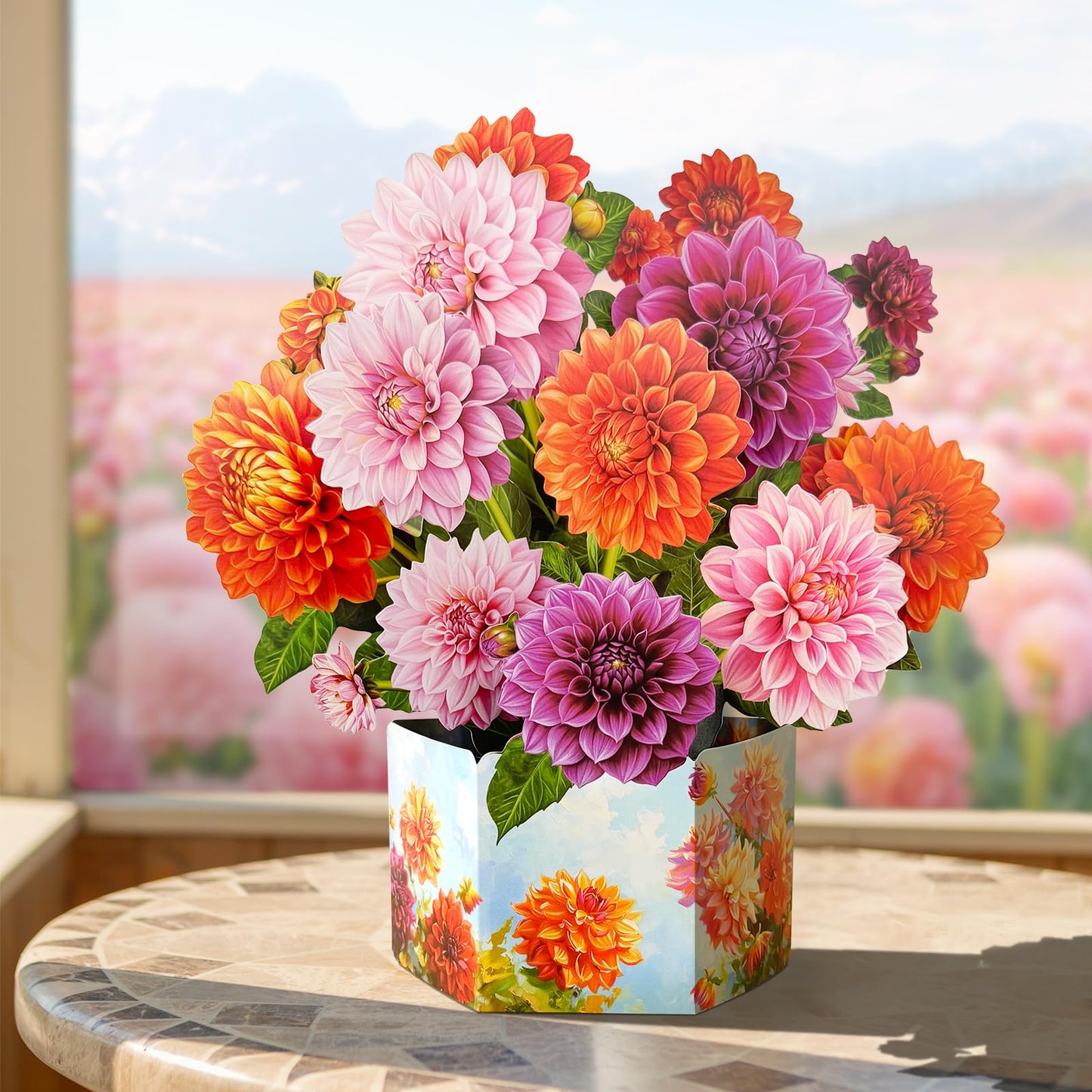 PINELIFE Pop Up Cards, Carnation & Peony Paper Flower Bouquets, Mother's Day,Birthday, Anniversary, Get Well Greeting Cards with Blank Note Card & Envelope (Infinite Love Carnation)