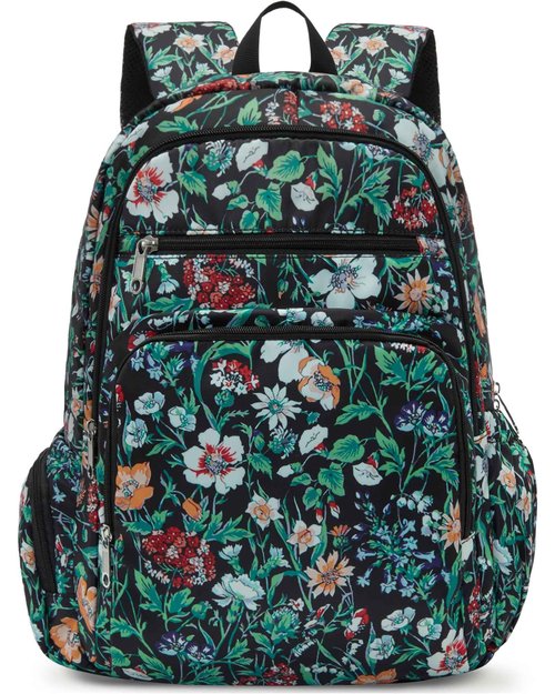 FOKDUVB Large Backpack for Women Backpack with Lots of Pockets for Travel Work School Bookbag with Laptop Compartment for High School College Girls Mochilas Morrales para Mujer (Green, Floral)