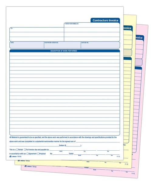 Adams Contractor’s Invoice Book, 3-Part, 50 Sets per Book, 50 Pages (ABFTC8122)