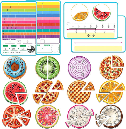 Skiennix Magnetic Fraction Tiles & Circles - Essential Math Manipulatives for Grades 2-5 | Classroom & Homeschool Supplies
