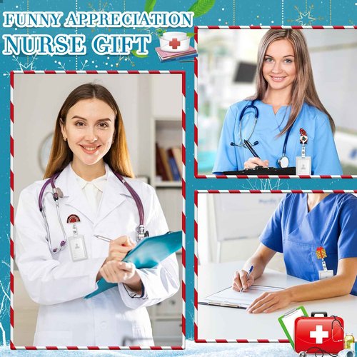 Qilery 50 Pcs Christmas Badge Reel Retractable Christmas Badge Holder Bling Holiday Reels Glitter Xmas Acrylic ID Name Holder with Alligator Clip for Workers Nurses