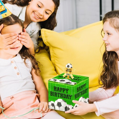 Soccer Ball Birthday Money Box for Cash Pull, Happy Birthday Boxes Gifts for Money Pull Out Card, 50Pcs Transparent Bags