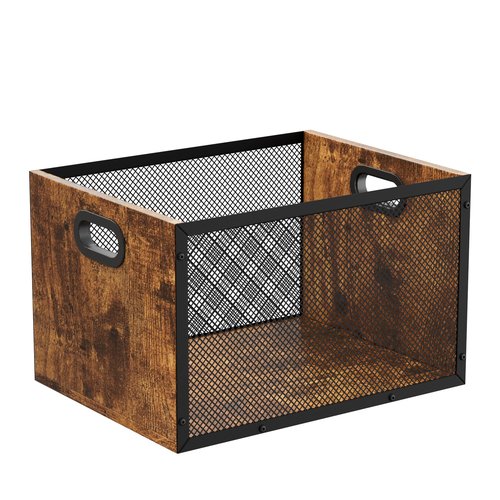 Dunatou Vinyl Record Storage Wooden Record Holder Cube Vinyl Storage Box Case Crate Rustic Brown