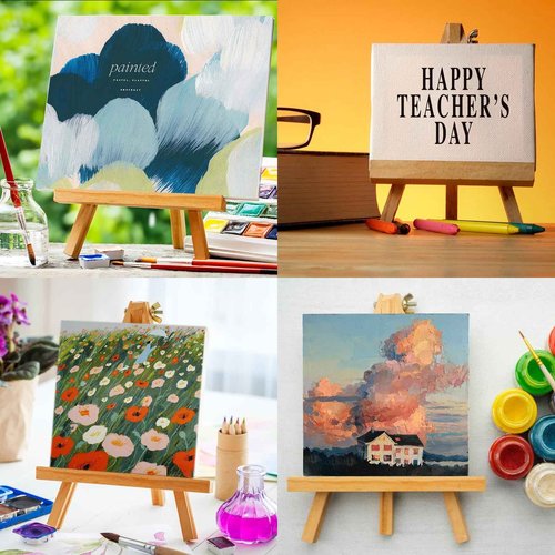 LISHINE 20 Pcs Wood Easel 9 Inch Easel Stand for Painting Canvases, Tripod, Small Kids Student Tabletop Easels for Painting, Canvas Holder Stand for Painting