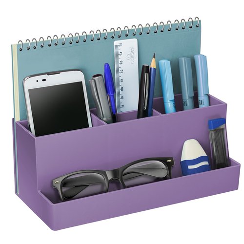 Acrimet Desktop Organizer - Multi Organizer Caddy Holder for Office, Home and School use (Plastic) (Solid Purple Color)
