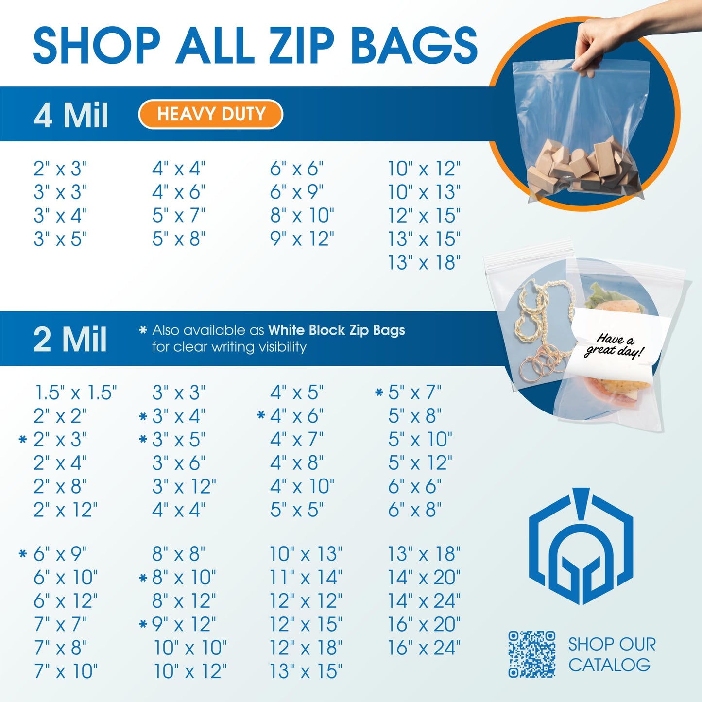 Spartan Industrial - 12” X 15” (100 Count) 4 Mil Thick Clear Reclosable Zip Plastic Poly Bags with Resealable Lock Seal Zipper - Heavy Duty and Durable