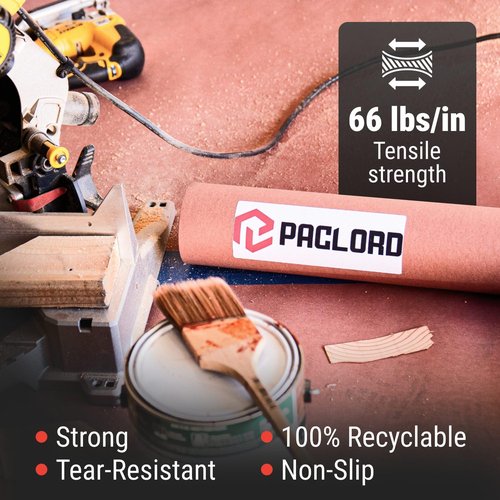 Paclord 35” x 1992” (166’) Red Rosin Paper Roll - Made in USA Thick Heavy-Duty 7 mil Masking Paper for Surface Protection from Paint, Dust, Foot Traffic - Paint Floor Covering