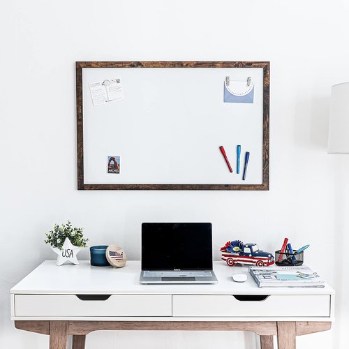 Loddie Doddie Magnetic Whiteboard - 24 x 36 Inch Rustic Wood Frame - Dry Erase Board with Marker Tray