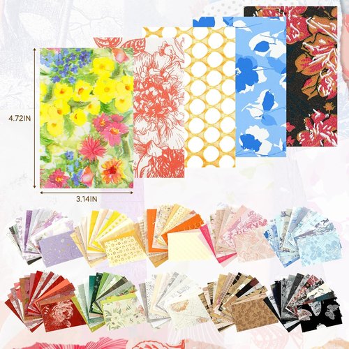 Regine Switzerland Floral Scrapbook Paper Set - 160 Textured Sheets in 10 Color Themes | Perfect for Journals, Card Making & Gift Wrapping (4.72 x 3.14 in)