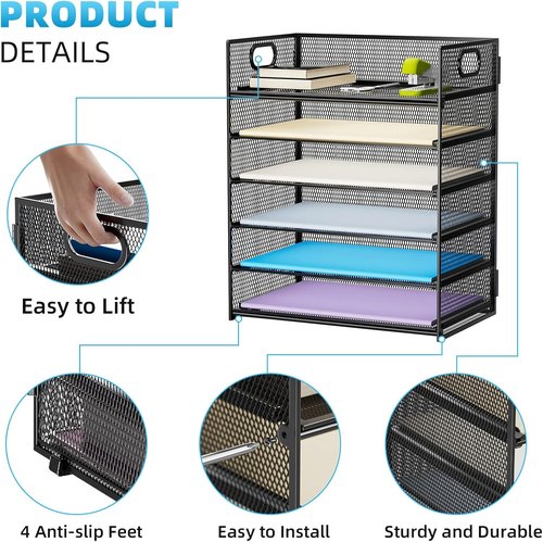 Marbrasse 6-Tier Paper Organizer | Letter Tray & Pen Holder with 2 Drawers - Stylish Office Storage