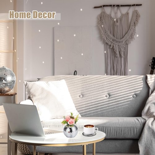 Teenyyou 4 Inch Disco Ball Pen Holder 8 Inch Silver Disco Ball Mouse Pad 4 in Coasters for Desk Accessories Decor Makeup Brush Holder Organizer Pencil Cup Flower Vase for Office Classroom Home Decor