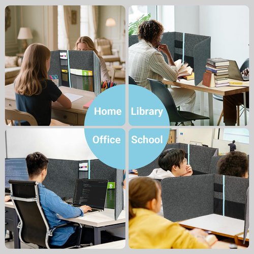 ERGO COLLECT Desk Privacy Folders for Students with Storage – Felt Desk Divider Panel for Adults, Teacher Organization Testing Divider for Classroom, Privacy Shields for Home Office School Desks