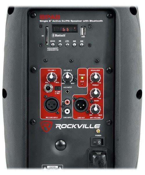 Rockville BPA8 300W 8" Powered PA Speaker, Bluetooth, Lightweight, Versatile Inputs, for DJs and Live Events