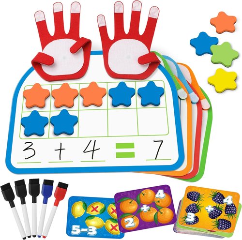 Coogam Montessori Math Manipulatives - Magnetic Ten Frame Counting Blocks & Dry Erase Board | Educational Toy for Grades 1-3