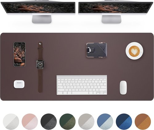 Large Desk Mat - 48" x 17" PU Leather Desk Pad Protector | Non-Slip, Waterproof Blotter for Office & Home (Coffee)