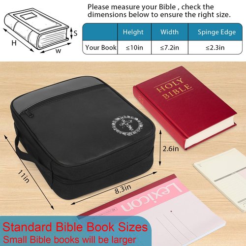 CDBXPRG Bible Cover, Bible Carrying Book Case for Women,Protective Church Organizer Holder Bag with Handle Pockets,Christian Gift for Girls Boy and Men Grey
