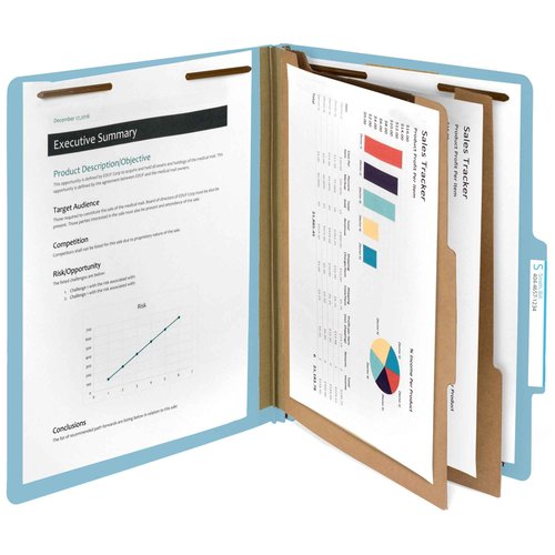 Blue Summit Supplies 30 Letter Size Light Blue Classification Folders, 2 Dividers, 2 Inch Tyvek Expansions, Durable 2, Letter Size, Light Blue Color, 30 Pack