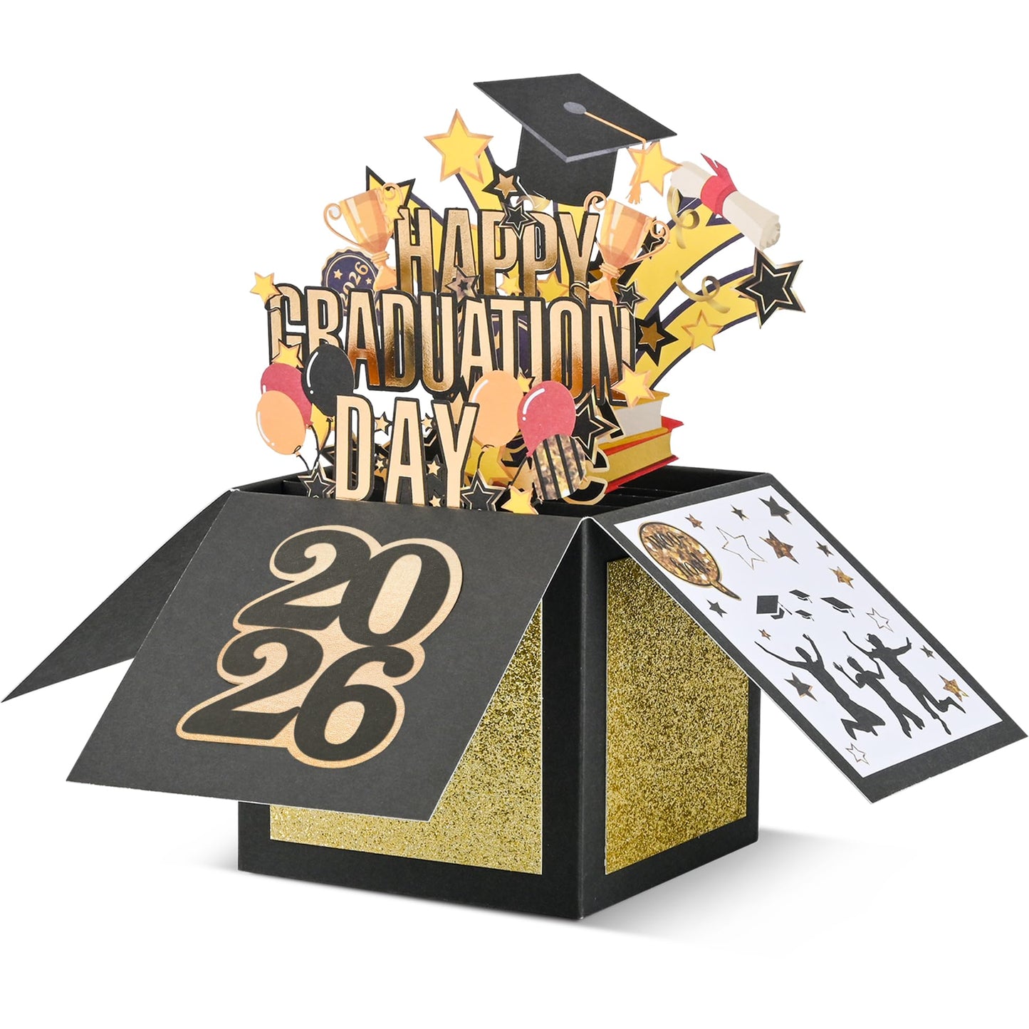 POPGIFTU Graduation Pop Up Card 2026 – 3D Happy Graduation Card with Envelope, Congrats Grad Cards for High School or College Graduate, Money & Gift Card Holder