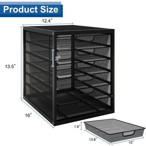 Natwind Mesh Desk Organizer with 6 Tier Sliding Drawers, Paper Sorter, Multi-Functional Home Office Supplies Storage Tray for Letters, Documents, Books, Mail, Files, Arts & Crafts Supplies - Black