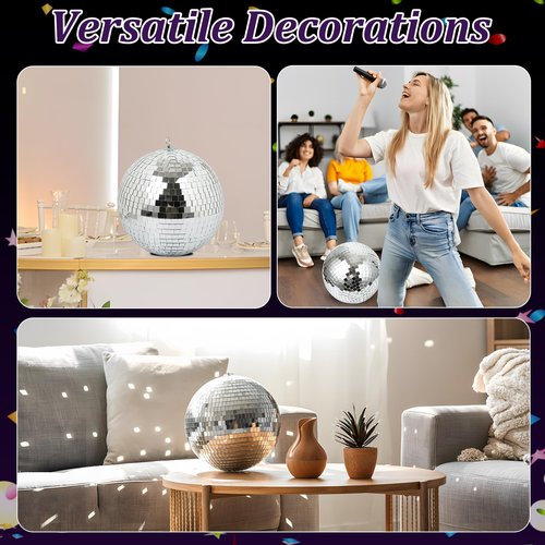 NuLink 8" Disco Ball Decor Hanging Mirror Ball for Big Party Decorations Wedding Home