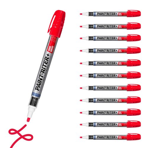 Markal 97252 Paint-Riter+ Rough Surface Liquid Paint Marker, Versatile Surface Compatibility, Bold Mark Size 1.8", Red 12-Pack