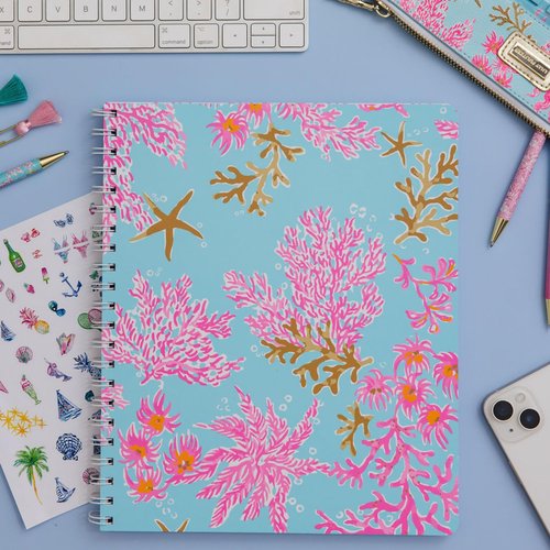 Lilly Pulitzer Large Hardcover Spiral Notebook, 11" x 9.5" with 160 College Ruled Pages (Royal Coral)