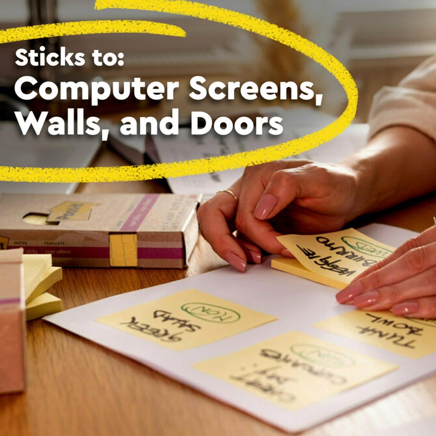 Post-it 100% Recycled Paper Super Sticky Notes, Canary Yellow, 3 in. x 3 in., 5 Sticky Note Pads, 70 Sheets per Pad, Back to School Supplies and Office Products