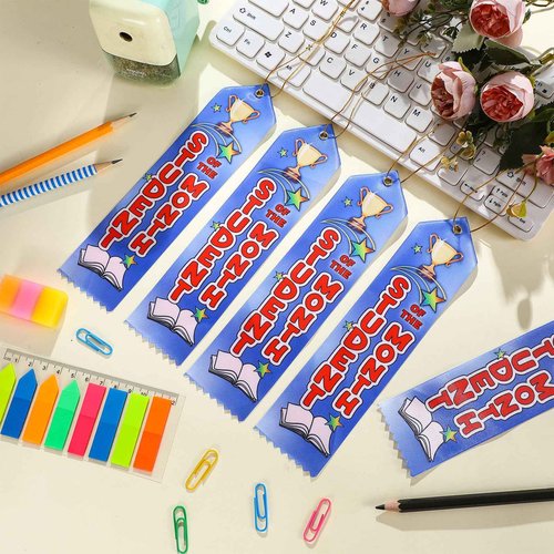 Wavwavw 200 Pcs Student of The Month Award Ribbons Bulk 8" x 2" Prizes Ribbons with Event Card and String Award Prize Gift for Tournaments, Competitions, Party, Classroom Home Study Supplies