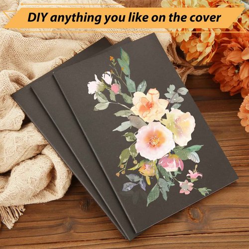 MIVIDE 50 Pack A5 Kraft Notebooks, Black Cover Journal Bulk Pack 8.3 x 5.5 inch Notebooks 60 Pages, Lined Travel Notebooks for Writing, Making Plans, School Office Supplies