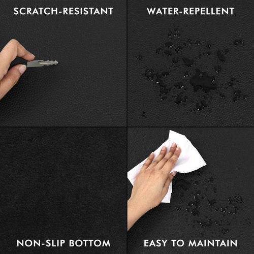 ELIZO Real Leather Desk Pad (31x15.6) - Large Computer Mat for Keyboard, Gaming, Laptop & Table - Black, 3mm Thick