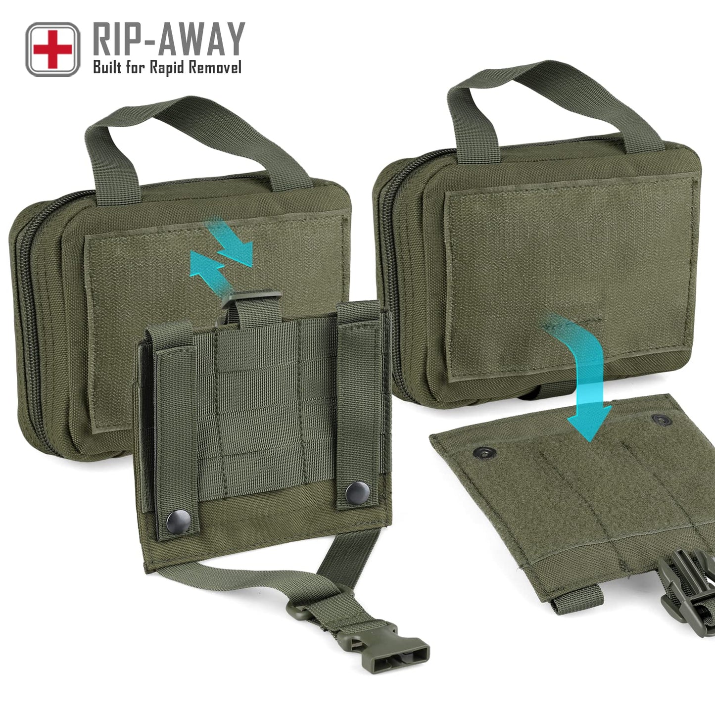 LIVANS Tactical IFAK Pouch, Rip Away Molle First Aid Bag Tear-Away Medical Pouch Emergency EMT Bag for Travel Outdoor Hiking(Pouch Only, First Aid Kits NOT Included)