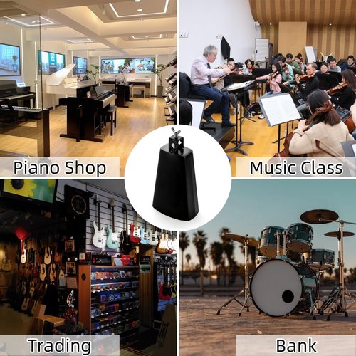 Acshio 2 Pack Metal Steel Cow Bells, 7 Inch Cowbell Noise Makers with Handle Stick, Hand Percussion Music Cowbell for Drumset Cheering Wedding Football Sport Games