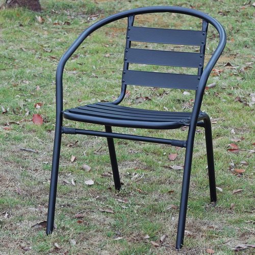 BTEXPERT Indoor/Outdoor 23.75" Square Tempered Glass Table with 2 Lightweight Black Metal Chairs
