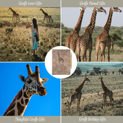 Giraffe Lover Gifts, Giraffe Journal 200 Pages Engraved Notebook A5 Lined with Pen, Giraffe Novelty Gift, Thoughtful Giraffe Themed Gift for Women Girl Birthday Graduation, Giraffe Thank You Gift