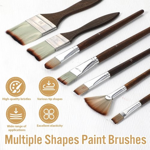 Skiennix 25-Piece Paint Brush Set - Versatile Brushes for Acrylic, Oil, and Watercolor Painting | Includes Palette Knife and Cloth Roll