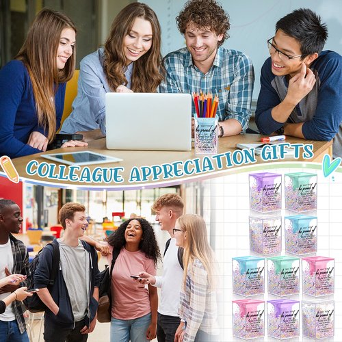 Fuutreo 10 Pcs Employee Appreciation Gifts for Coworker Cute Bubble Pencil Holder Inspirational Makeup Desk Organizer for Teacher Back to School Classroom Must Have Volunteer Office supplies(Stylish)